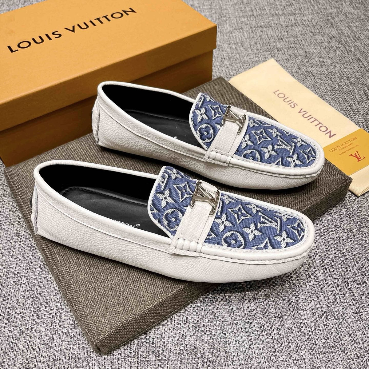 Louis Vuitton Patterned Metal-Accent Slip-On Loafers