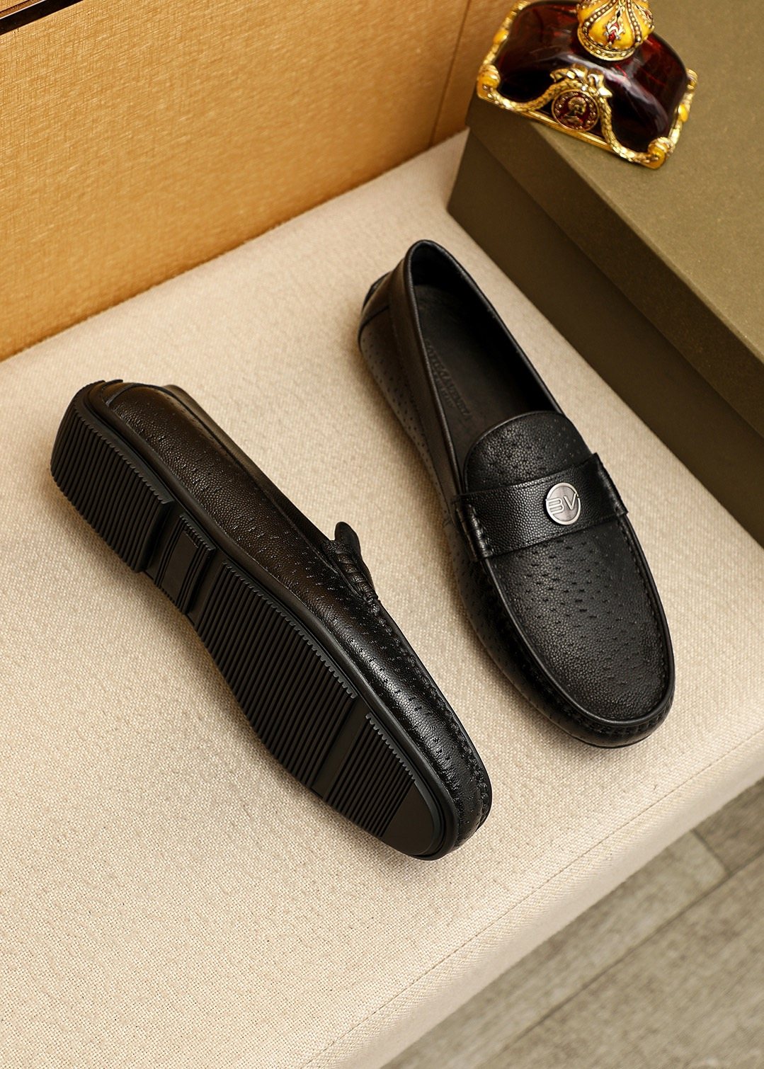Bottega Veneta Men's Perforated Driving Loafers