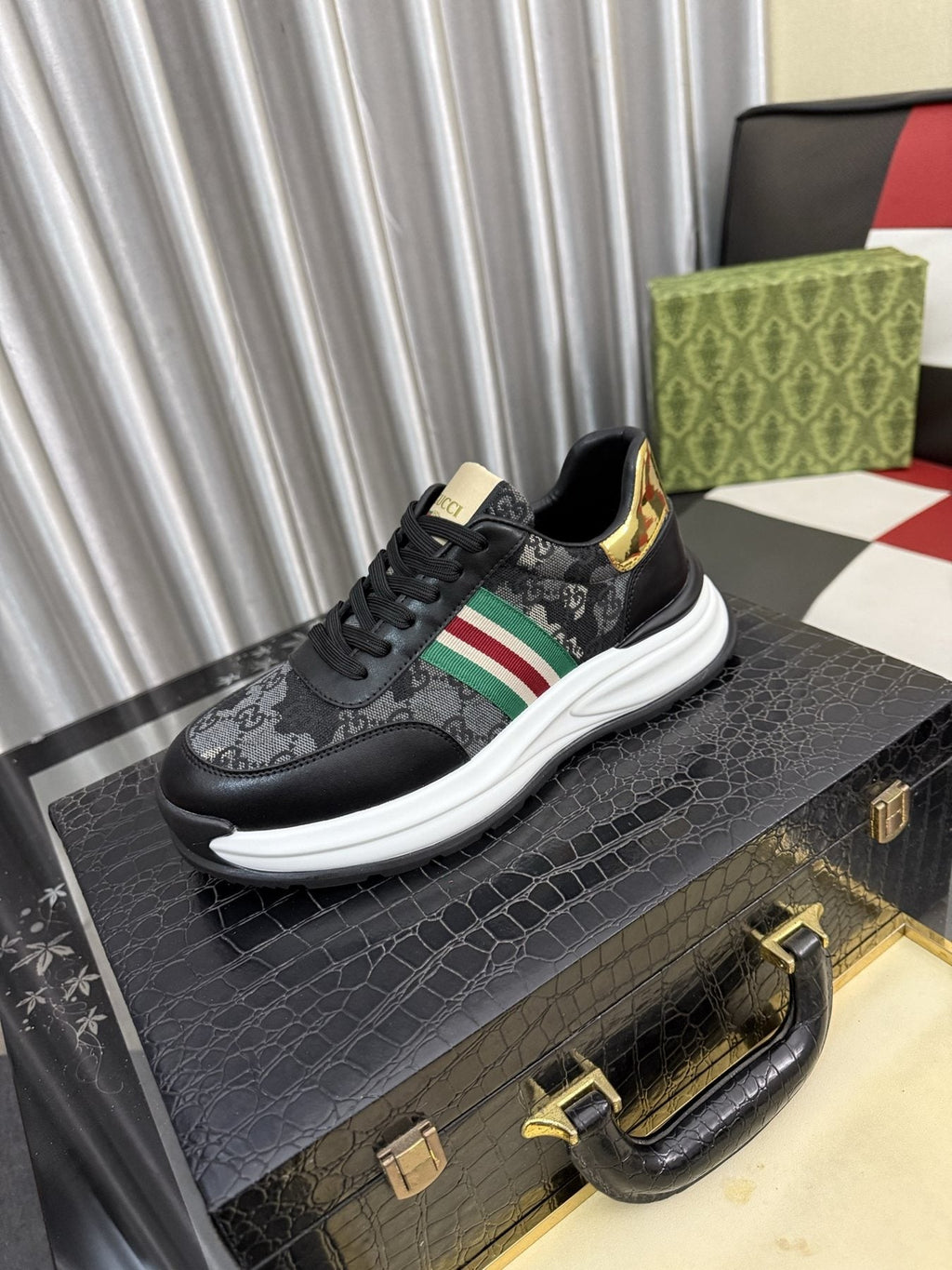 Gucci Monogram Stripe Low-Top Sneakers