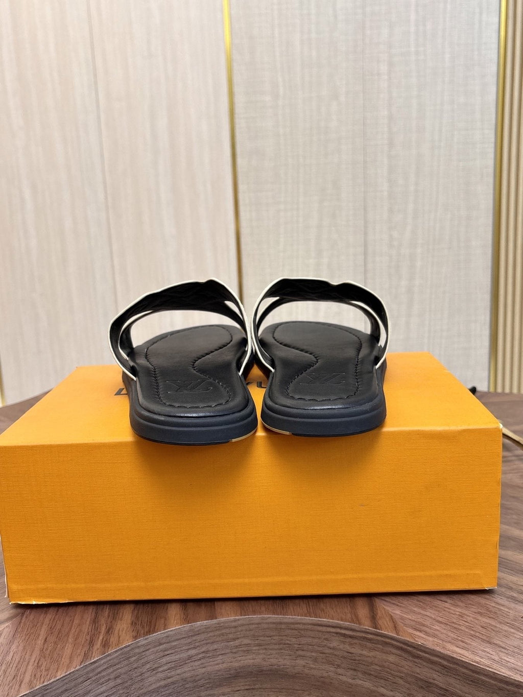 Louis Vuitton Monogram Slide Sandals - Black Contoured Footbed