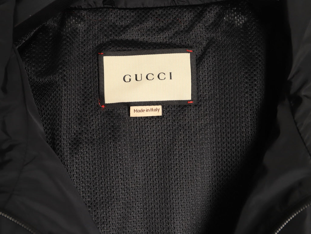 Gucci Contrast-Line Hooded Zip Jacket - Black